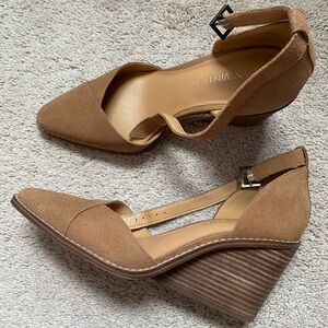 Crown Vintage Suede Wedge Strap Sandals, Size 9
